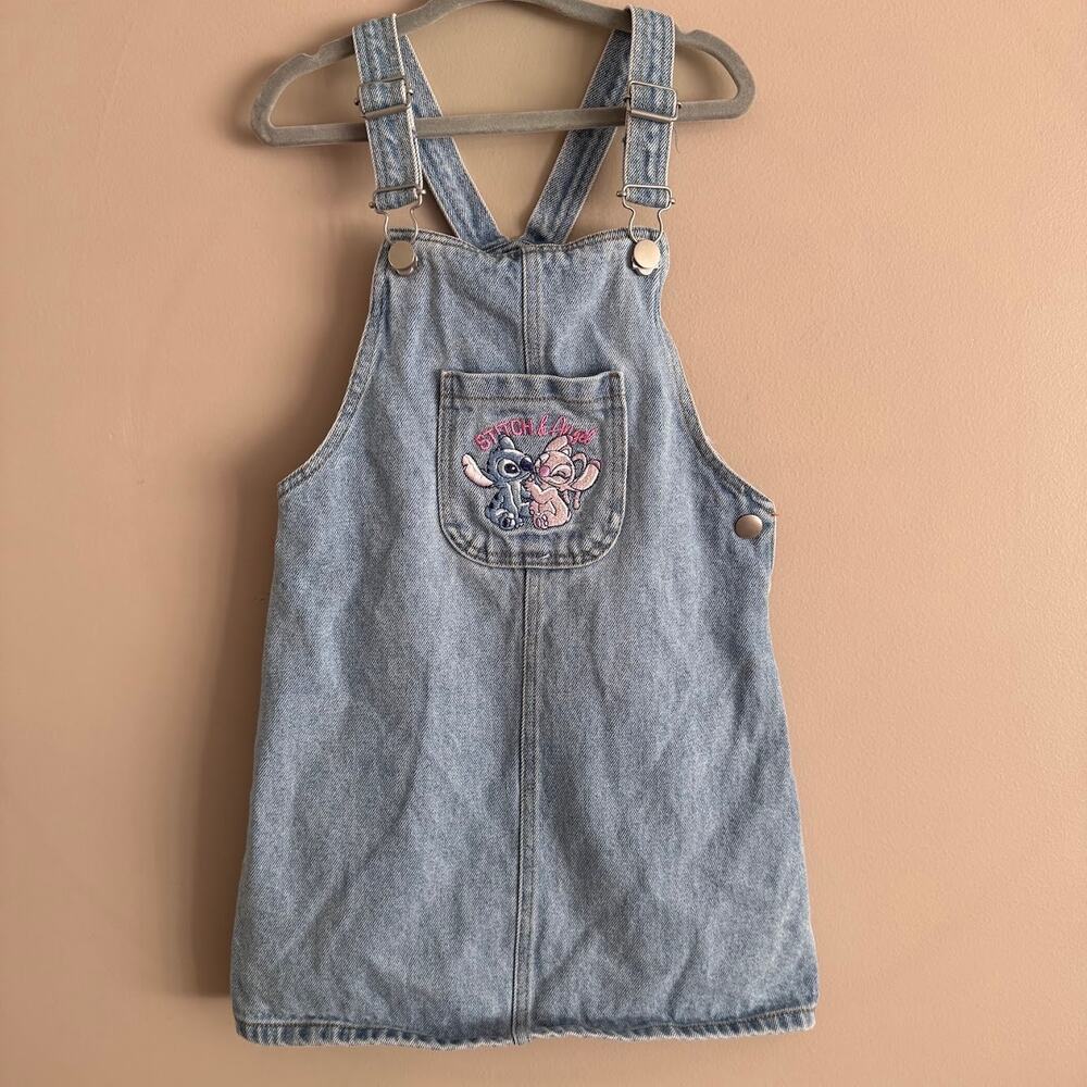 Disney Stitch and Angel Denim Jean Overall Dress Girl's 4/5 Year Y2K Style